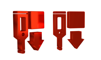 Red Medical digital thermometer for medical examination icon isolated on transparent background.