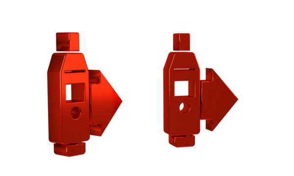 Red Medical digital thermometer for medical examination icon isolated on transparent background.