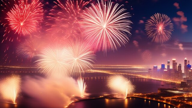 cinematic new years fireworks wallpaper
