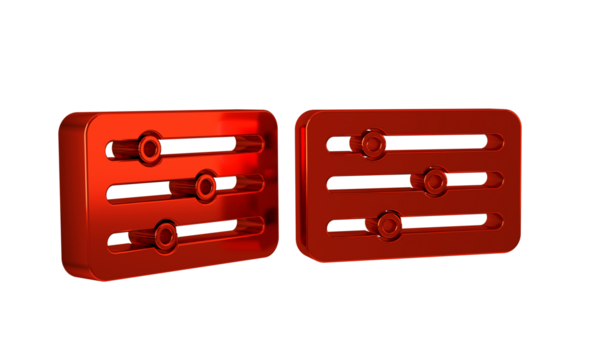 Red Sound mixer controller icon isolated on transparent background. Dj equipment slider buttons. Mixing console.