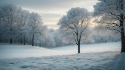 Fototapeta na wymiar landscape with trees in the winter