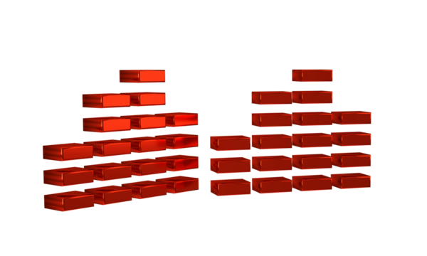 Red Music equalizer icon isolated on transparent background. Sound wave. Audio digital equalizer technology, console panel, pulse musical. - Powered by Adobe