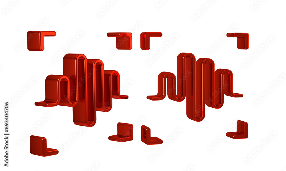 Poster red voice recognition icon isolated on transparent background. voice biometric access authentication
