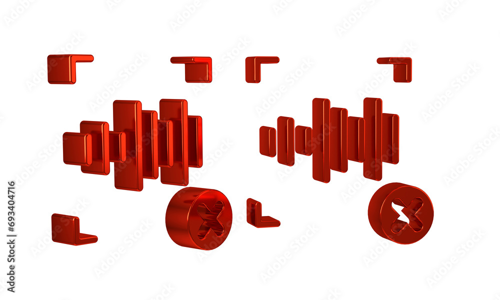 Poster red rejection voice recognition icon isolated on transparent background. voice biometric access auth
