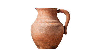 Rustic Elegance Earthy Clay Jug on a White or Clear Surface PNG Transparent Background