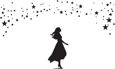 girl with stars on white background