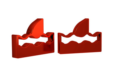 Red Shark fin in ocean wave icon isolated on transparent background.