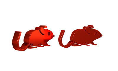 Red Rat icon isolated on transparent background. Mouse sign. Animal symbol.