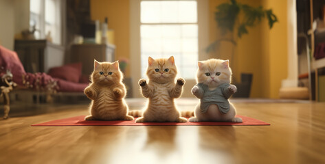 cat and mouse, cat on the floor, a munchkin cats doing yoga