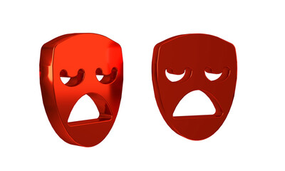 Red Drama theatrical mask icon isolated on transparent background.
