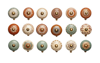 Set of Clay Drawer Pulls Natural Elegance on a White or Clear Surface PNG Transparent Background