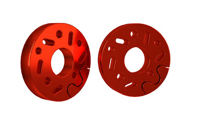 Red Donut with sweet glaze icon isolated on transparent background.