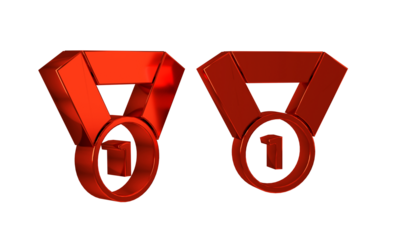 Red Medal icon isolated on transparent background. Winner symbol.