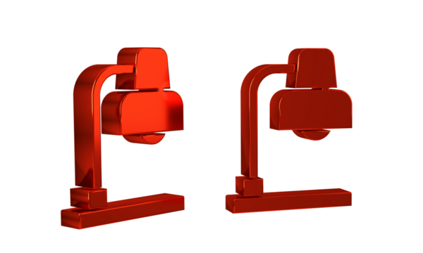 Red Table lamp icon isolated on transparent background.