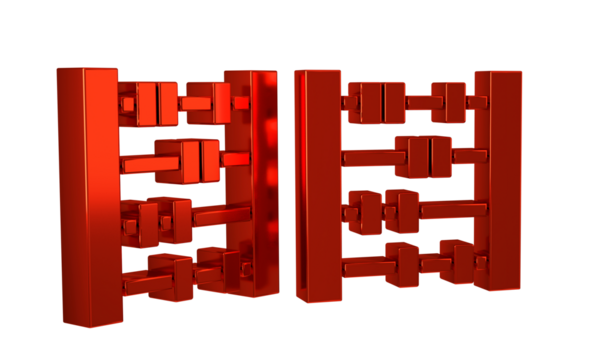 Red Abacus icon isolated on transparent background. Traditional counting frame. Education sign. Mathematics school.