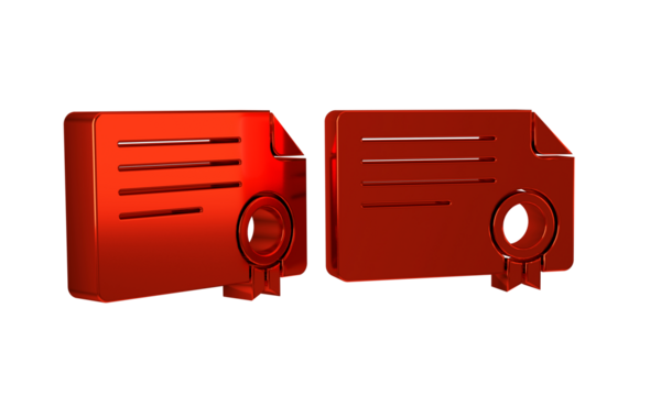Red Certificate template icon isolated on transparent background. Achievement, award, degree, grant, diploma concepts. - Powered by Adobe