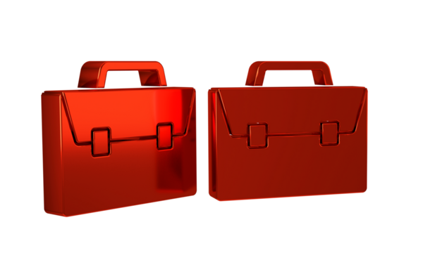 Red Briefcase icon isolated on transparent background. Business case sign. Business portfolio.