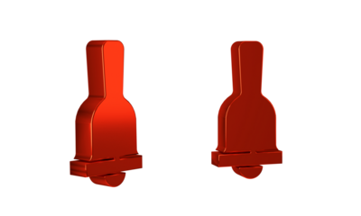 Red Ringing bell icon isolated on transparent background. Alarm symbol, service bell, handbell sign, notification symbol.
