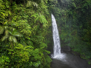 Aerial view of Nungnung waterfall in Bali, Indonesia