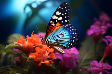 Fototapeta na wymiar butterfly on flower - Ai generated