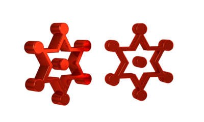 Red Hexagram sheriff icon isolated on transparent background. Police badge icon.