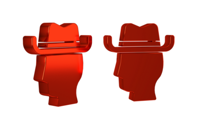 Red Cowboy icon isolated on transparent background.