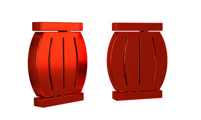 Red Gun powder barrel icon isolated on transparent background. TNT dynamite wooden old barrel.