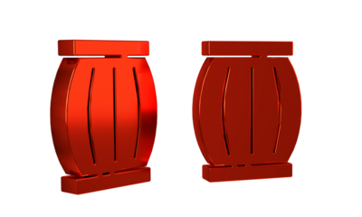 Red Gun powder barrel icon isolated on transparent background. TNT dynamite wooden old barrel.