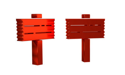 Red Road traffic sign. Signpost icon isolated on transparent background. Pointer symbol. Street information sign. Direction sign.