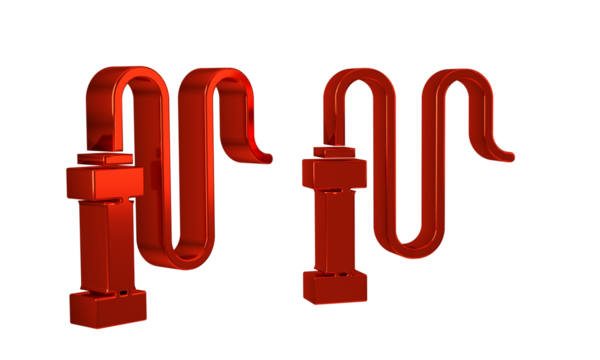 Red Braided leather whip icon isolated on transparent background.