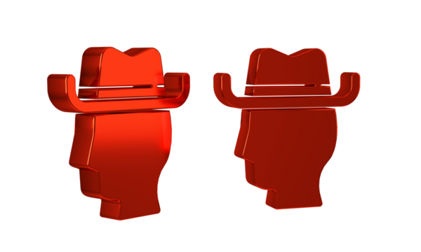 Red Cowboy icon isolated on transparent background.