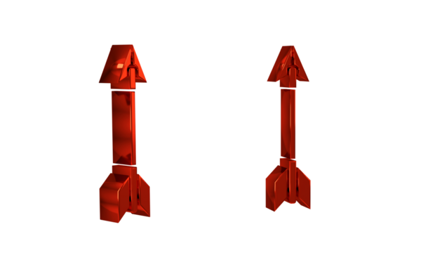 Red Crossed arrows icon isolated on transparent background.