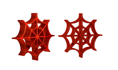 Fototapeta na wymiar Red Spider web icon isolated on transparent background. Cobweb sign. Happy Halloween party.