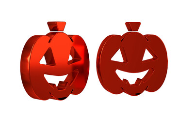 Red Pumpkin icon isolated on transparent background. Happy Halloween party.