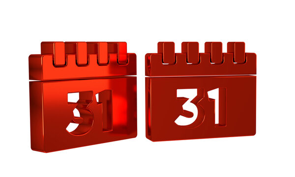 Red Calendar with Halloween date 31 october icon isolated on transparent background. Happy Halloween party.