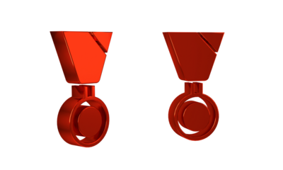 Red Military reward medal icon isolated on transparent background. Army sign.