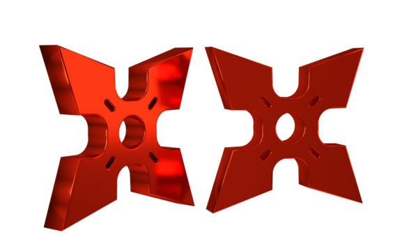 Red Japanese ninja shuriken icon isolated on transparent background.
