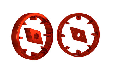 Red Compass icon isolated on transparent background. Windrose navigation symbol. Wind rose sign.