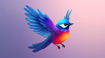 Stylized 3D birds perched on branches, showcasing vibrant colors and a serene representation of nature. - obrazy, fototapety, plakaty
