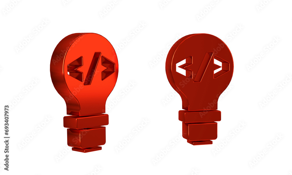 Poster red web design and front end development icon isolated on transparent background.