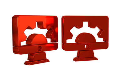 Fototapeta premium Red Software, web development, programming concept icon isolated on transparent background. Programming language and program code on screen monitor.