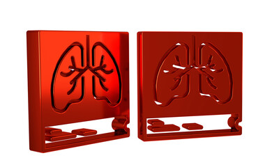 Red Lungs x-ray diagnostics icon isolated on transparent background. Snapshot of the lungs.
