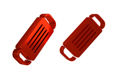 Red Medical protective mask icon isolated on transparent background.