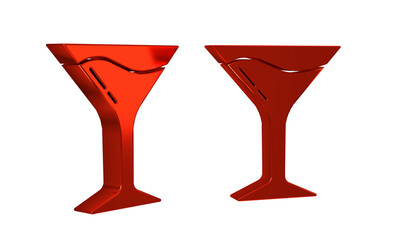 Red Martini glass icon isolated on transparent background. Cocktail icon. Wine glass icon.