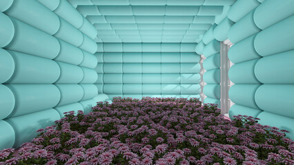 Flower in the room. 3D illustration, 3D rendering	