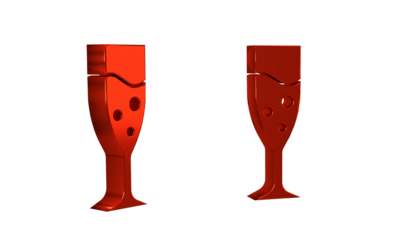 Red Glass of champagne icon isolated on transparent background.