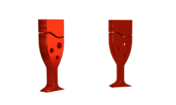Red Glass of champagne icon isolated on transparent background. - Powered by Adobe