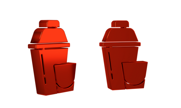 Red Cocktail shaker with cocktail glass icon isolated on transparent background.