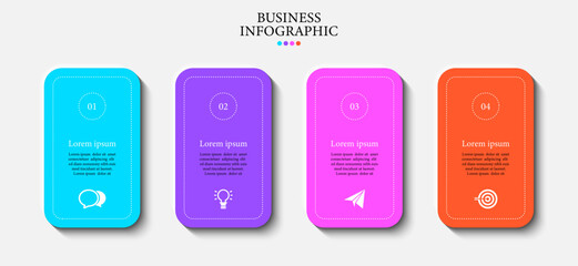Fototapeta na wymiar Business Infographic design template with icons and 4 options or steps. Can be used for presentations, flowcharts, diagrams, signs. Vector illustration.