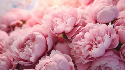 Peony pink flowers background